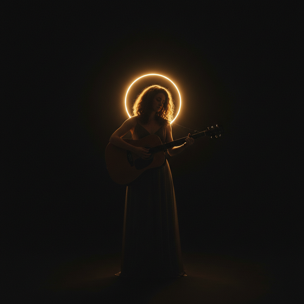 Album cover with a golden-lit silhouette of a singer